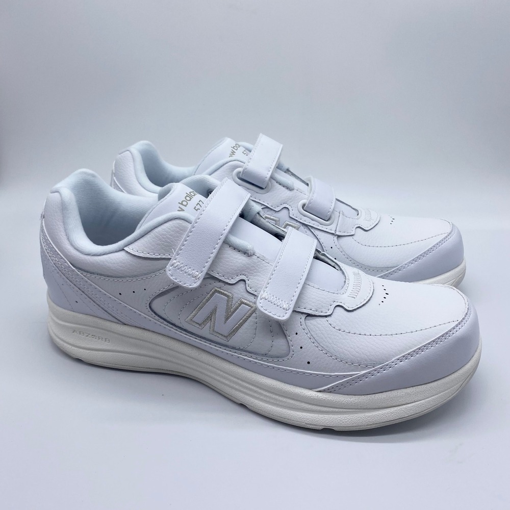 11 2A NARROW WIDTH New Balance 577 Womens White Leather Hook Loop Sneakers Shoes